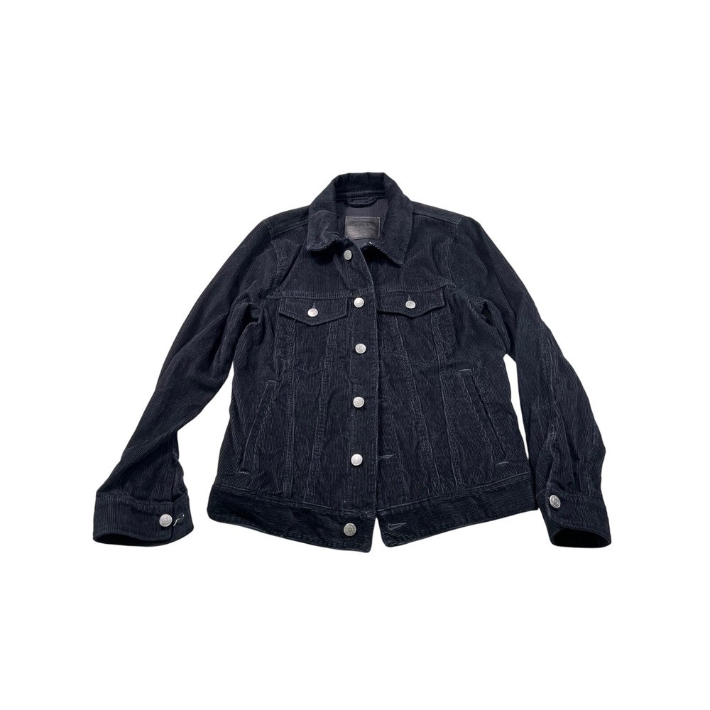 Abercrombie & Fitch Black Corduroy Trucker Jacket Women's XS Button Front